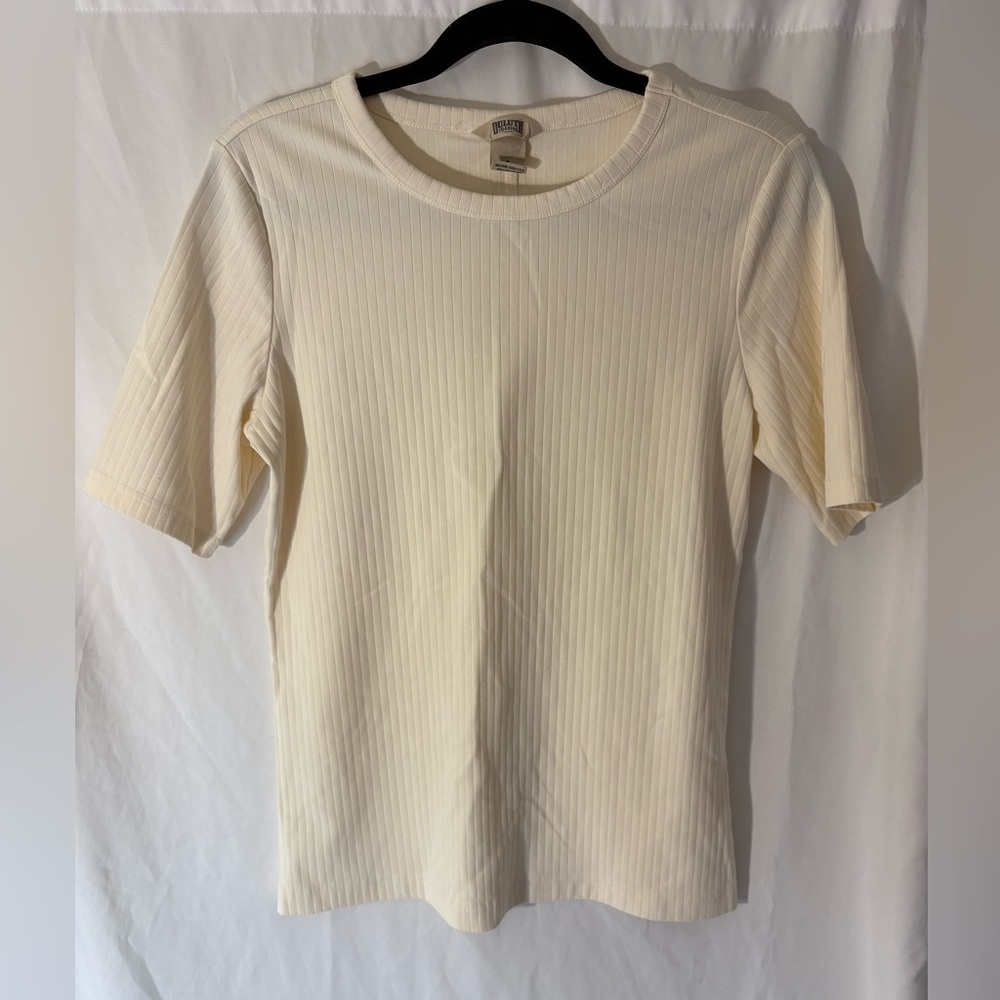 Duluth Trading Co Cream Ribbed Tee, size Small